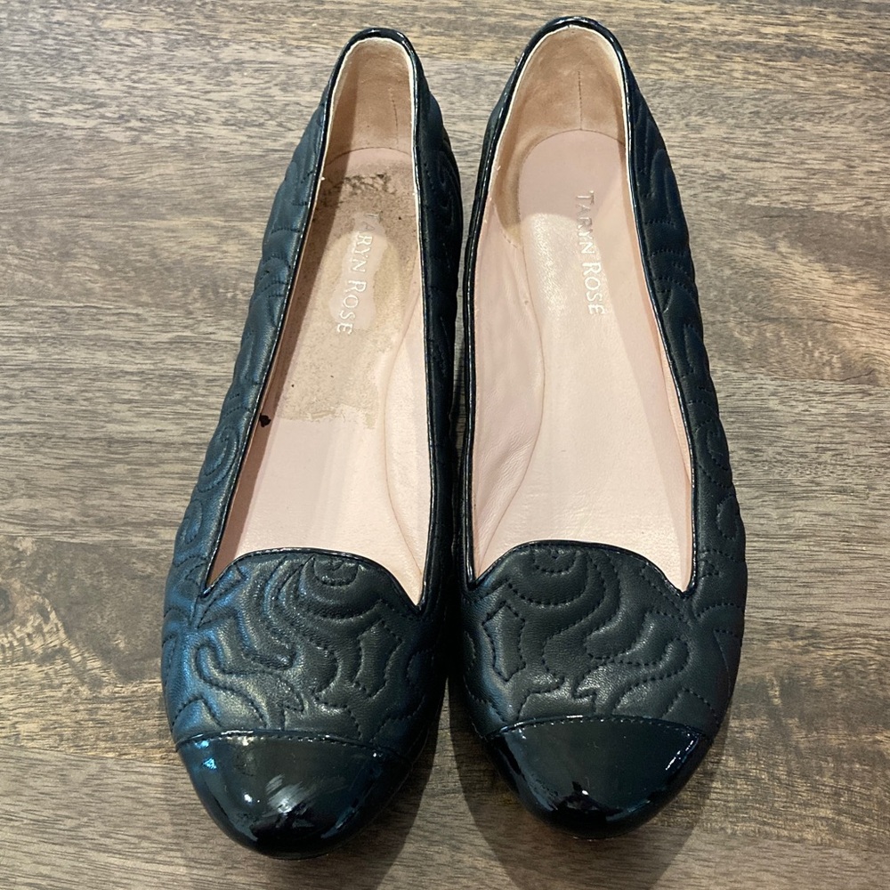 Taryn Rose Black Quilted Flats
